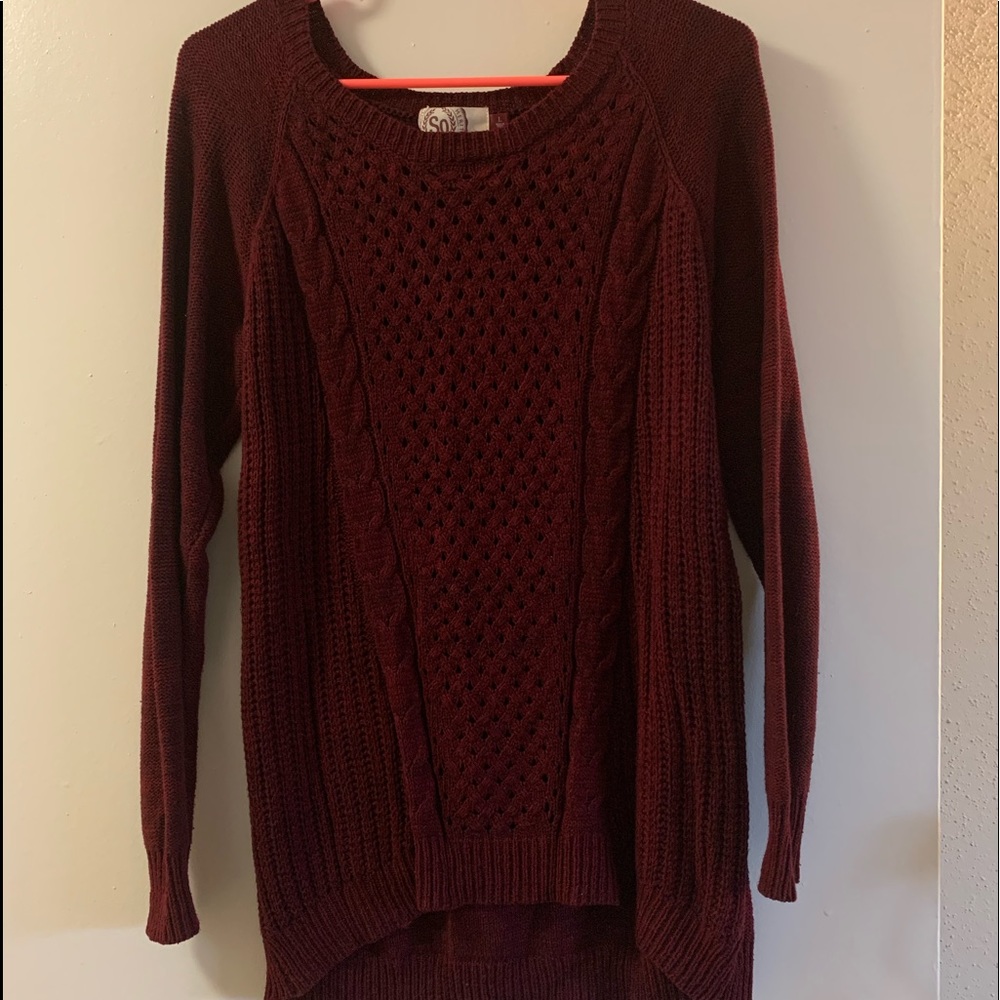 🌸 Maroon So High-low Sweater